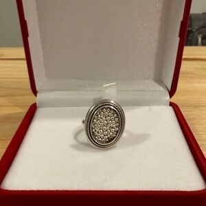 Peruvian Silver Oval Ring with Piña 1000 Silver Accent – Adjustable, NWOT